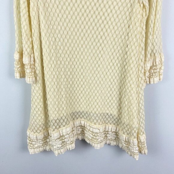 Ali Miles Cream Lace Tunic Top Ivory Size Medium 3/4 Sleeves Sheer - Picture 3 of 10
